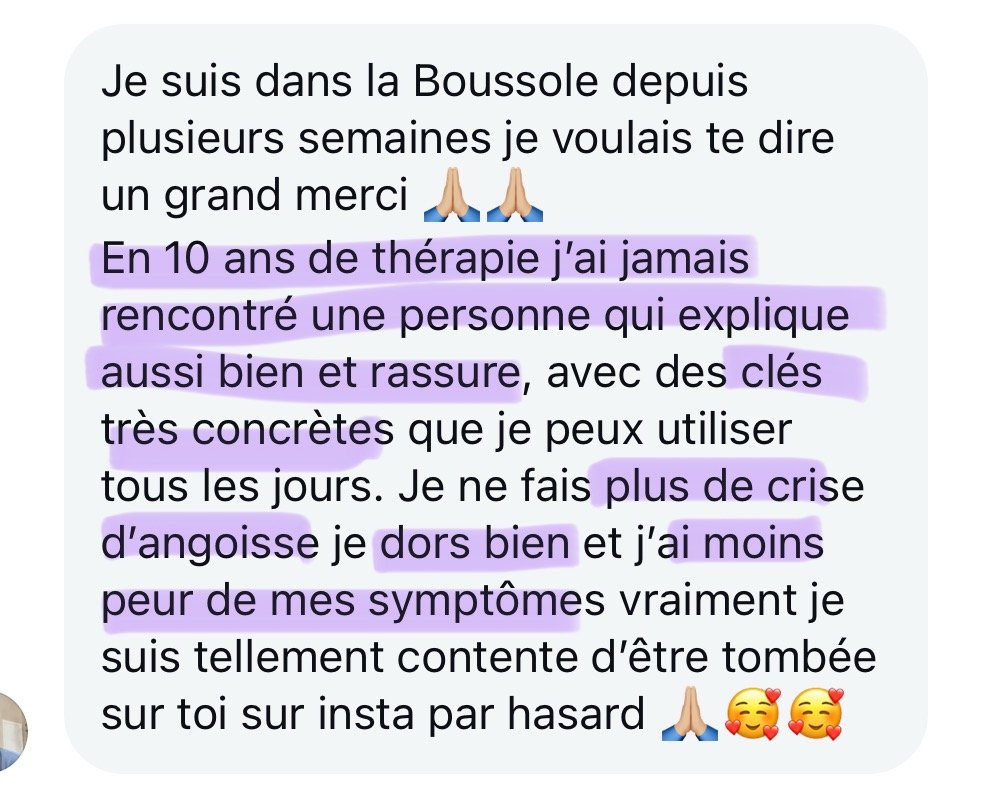Témoignage d'une membre sur La Boussole Zéro Anxiété : « Je ne fais plus de crise d'angoisse, je dors bien et j'ai moins peur de mes symptômes »